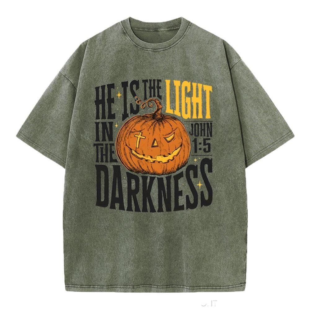 He Is The Light Christian Washed T-Shirt