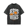 Jesus Always Wins Christian Washed T-Shirt