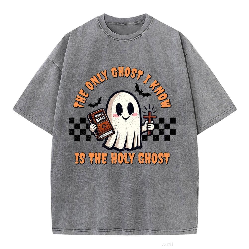 The Only Ghost I Know Is The Holy Ghost Christian Washed T-Shirt