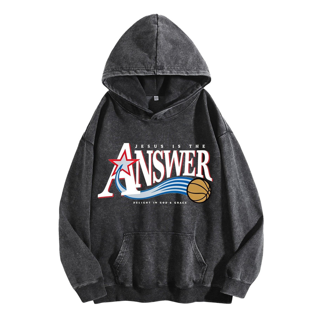 Jesus is Answer Christian Washed Hoodie
