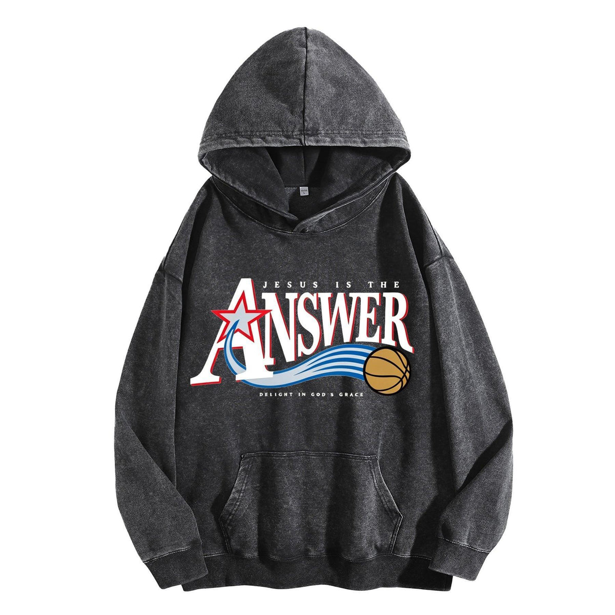 Jesus is Answer Christian Washed Hoodie