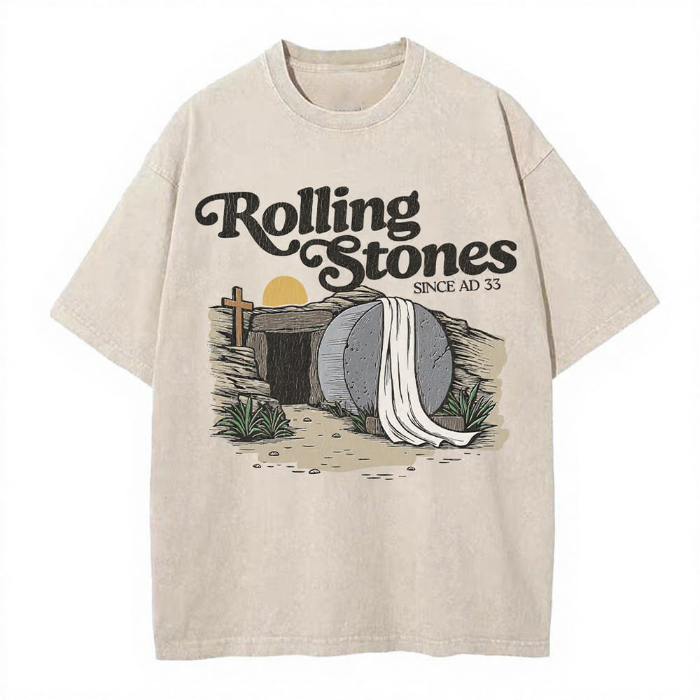 The Stone Was Rolled Away Christian Washed T-Shirt