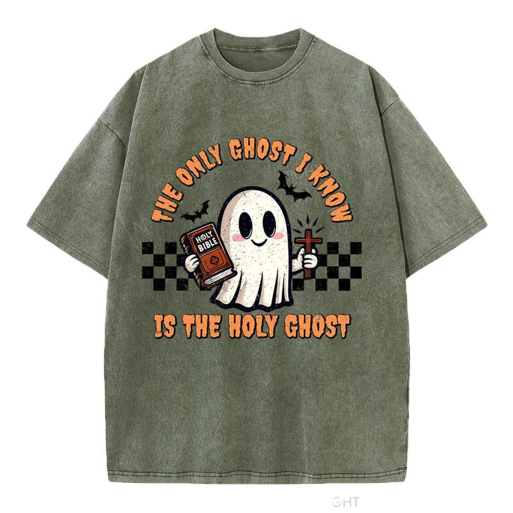 The Only Ghost I Know Is The Holy Ghost Christian Washed T-Shirt