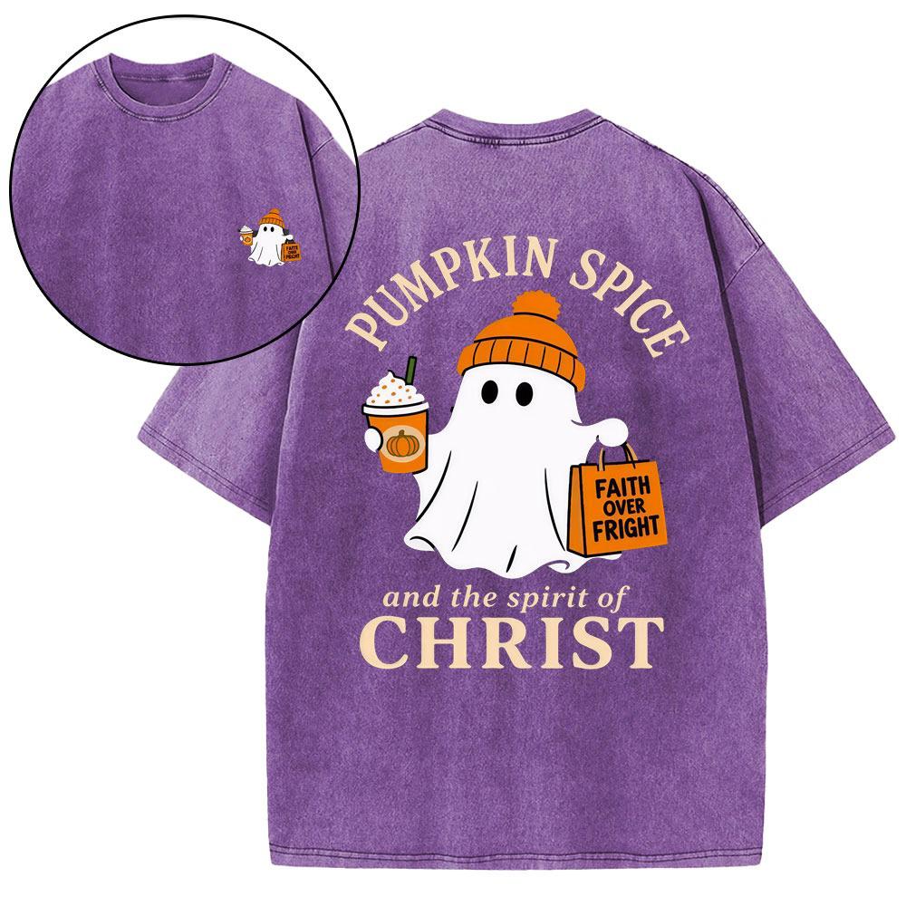 Pumpkin Spice And The Spirit Of Christ Christian Washed T-Shirt