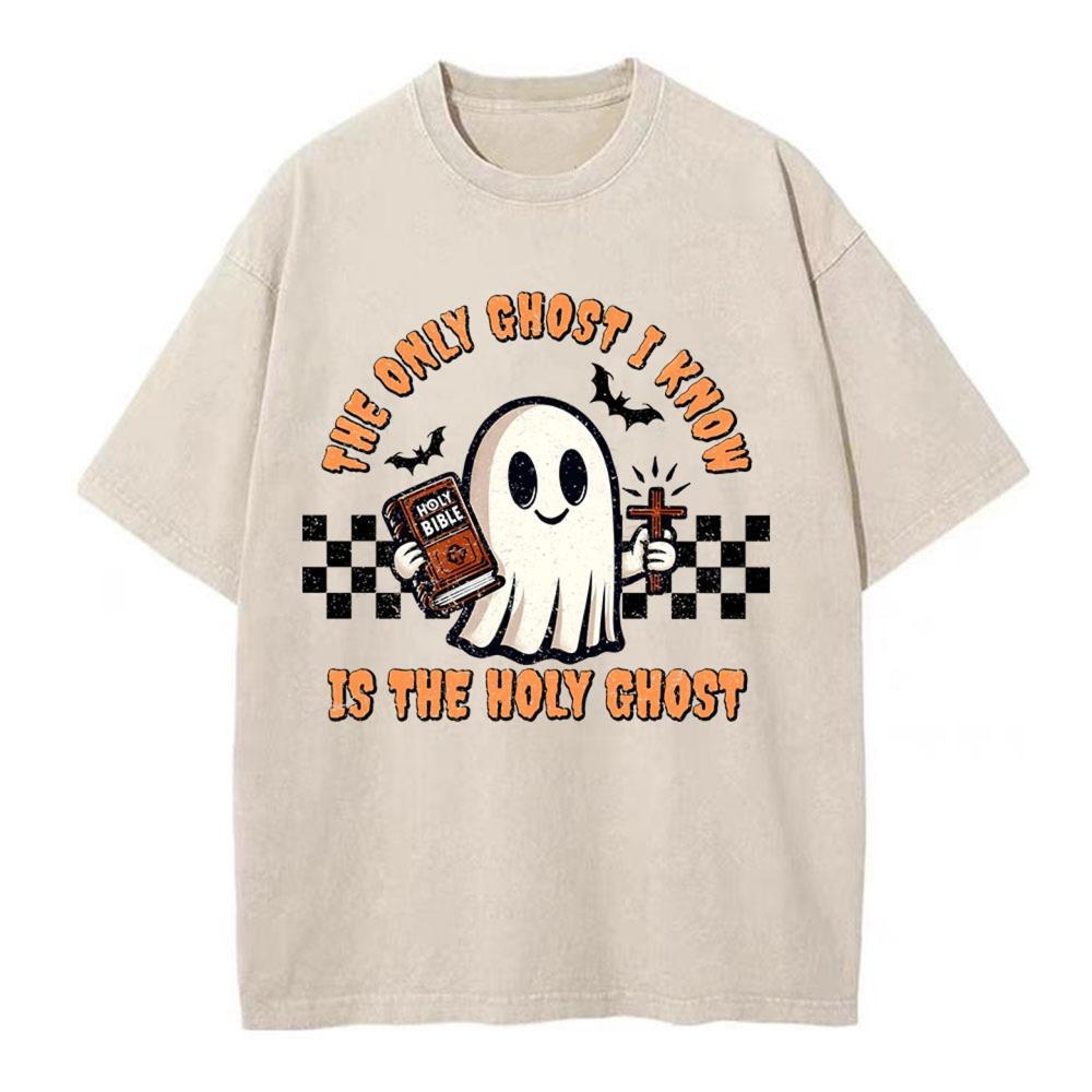 The Only Ghost I Know Is The Holy Ghost Christian Washed T-Shirt