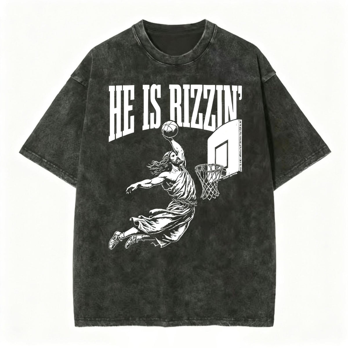 He Is Rizzin Christian Washed T-Shirt