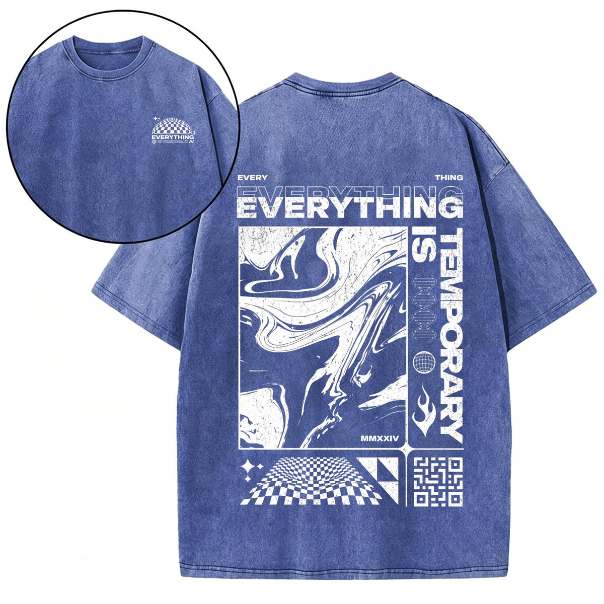 Everything Is Temporary design , Acid Wash Tee, Oversized Unisex Graphic Shirt, Front and Back Print, Vintage Streetwear Gift