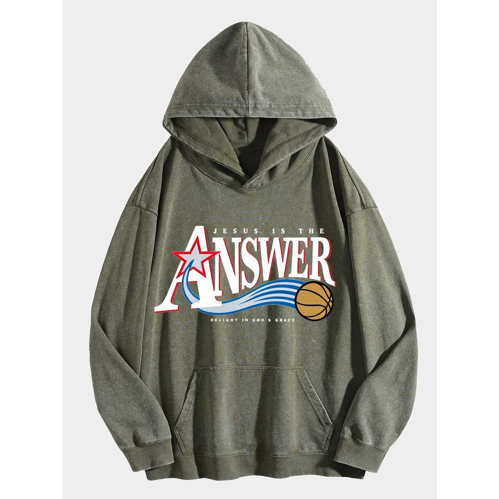 Jesus is Answer Christian Washed Hoodie