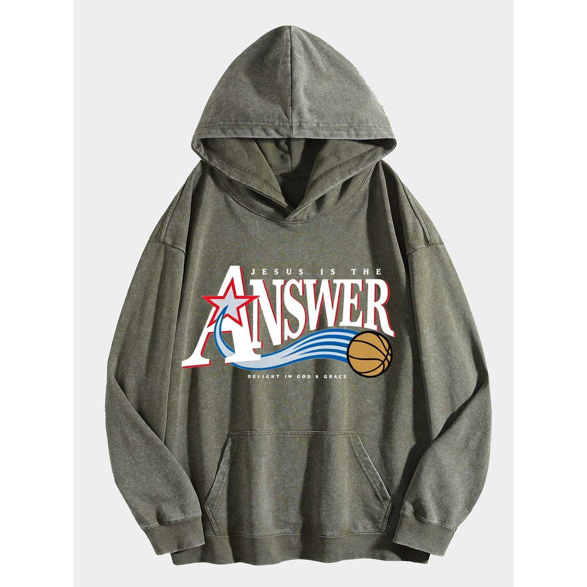 Jesus is Answer Christian Washed Hoodie