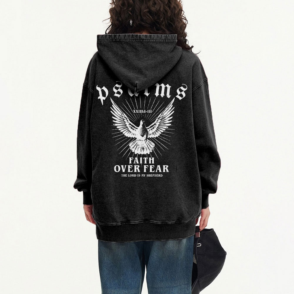 Faith Over Fear Christian Washed Hoodie
