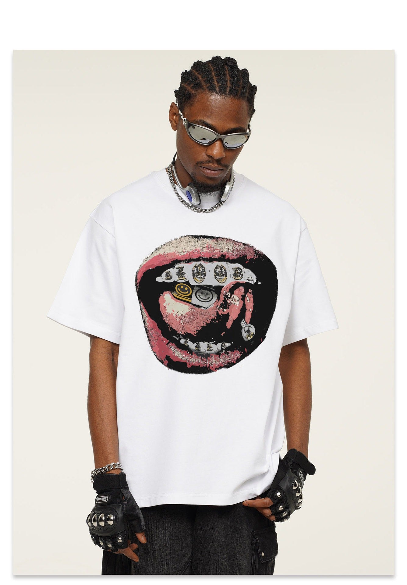 Grillz Smiley Tongue Piercing T-Shirt