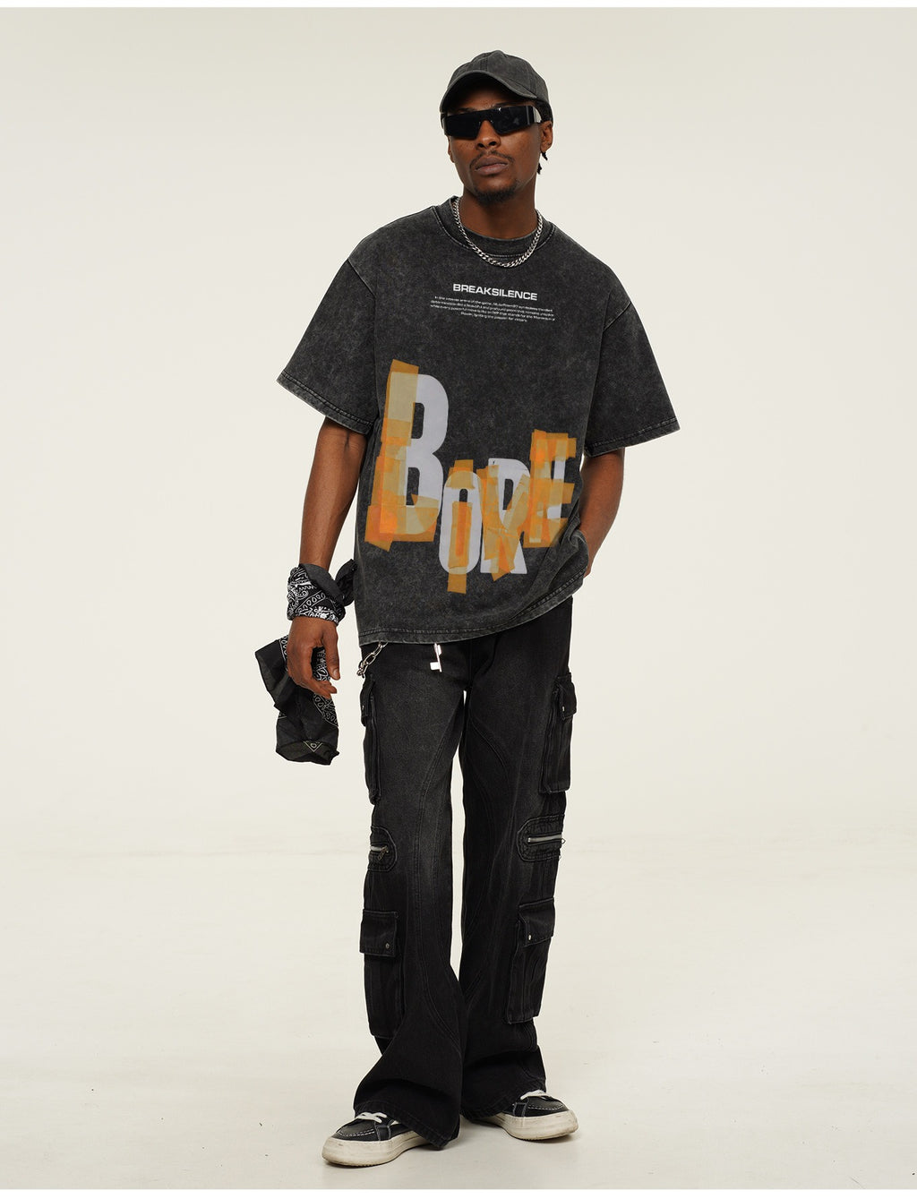 Tape Overlay "BORN" T-Shirt