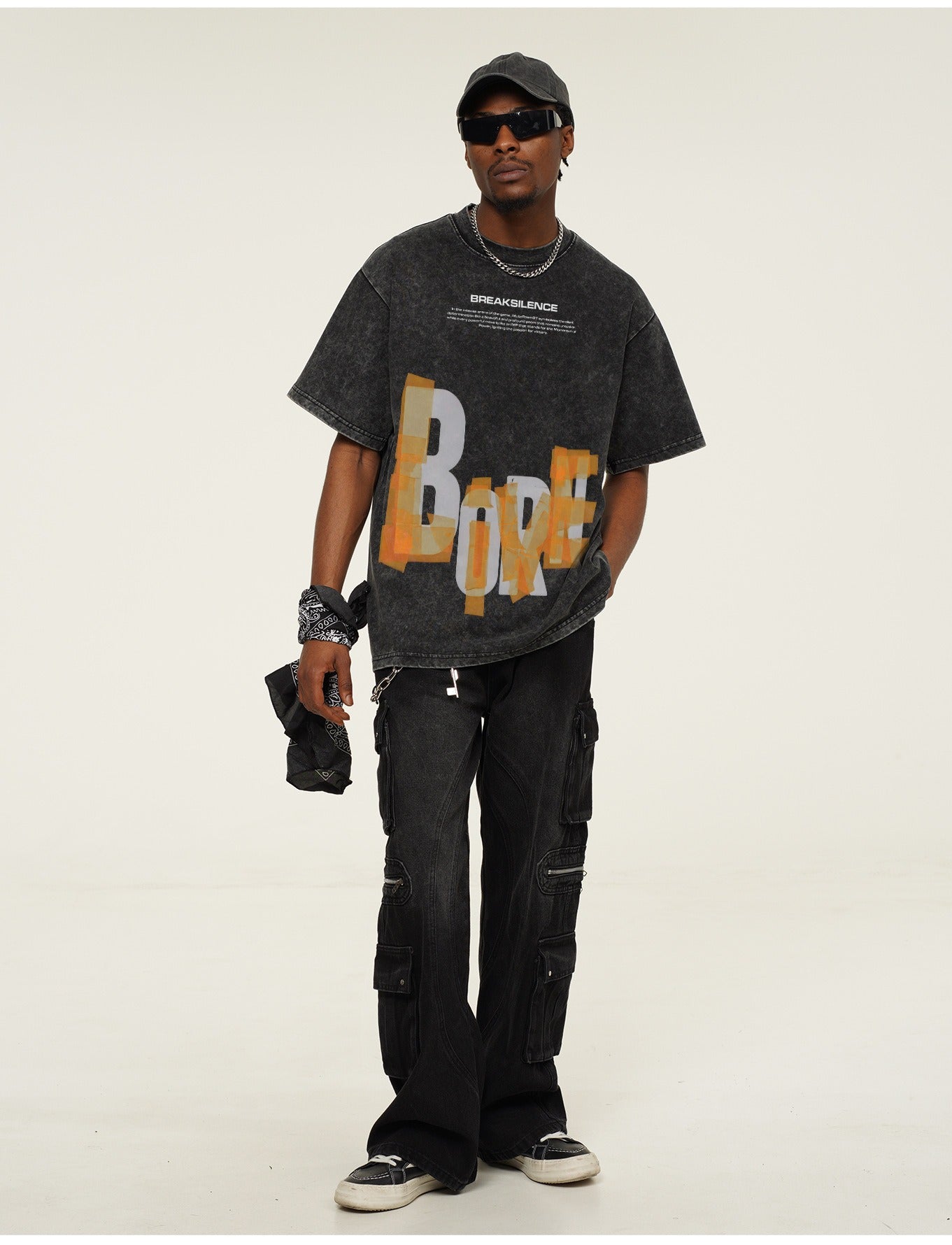 Tape Overlay "BORN" T-Shirt