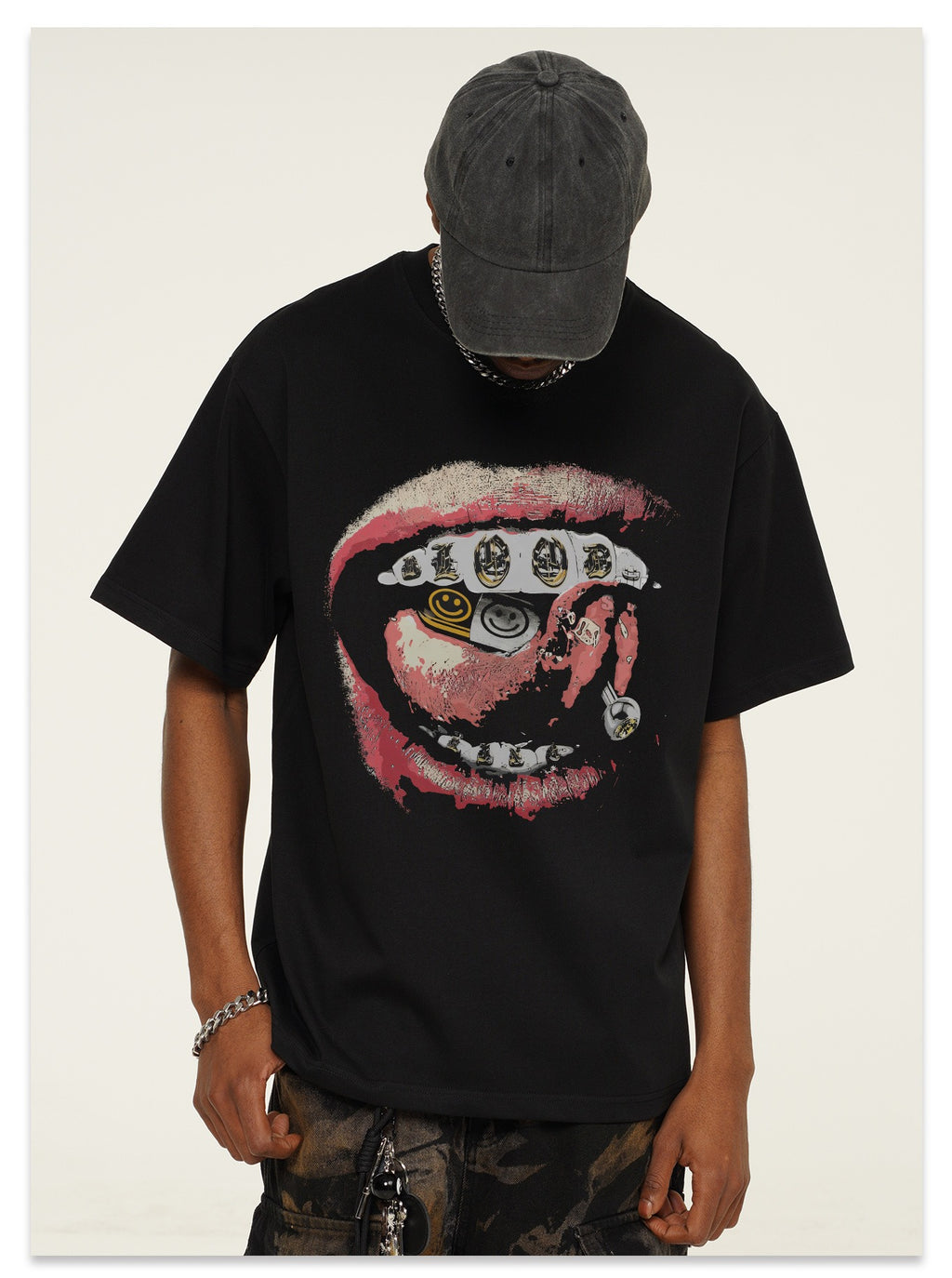 Grillz Smiley Tongue Piercing T-Shirt