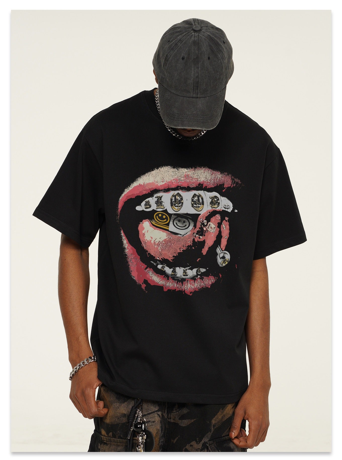 Grillz Smiley Tongue Piercing T-Shirt