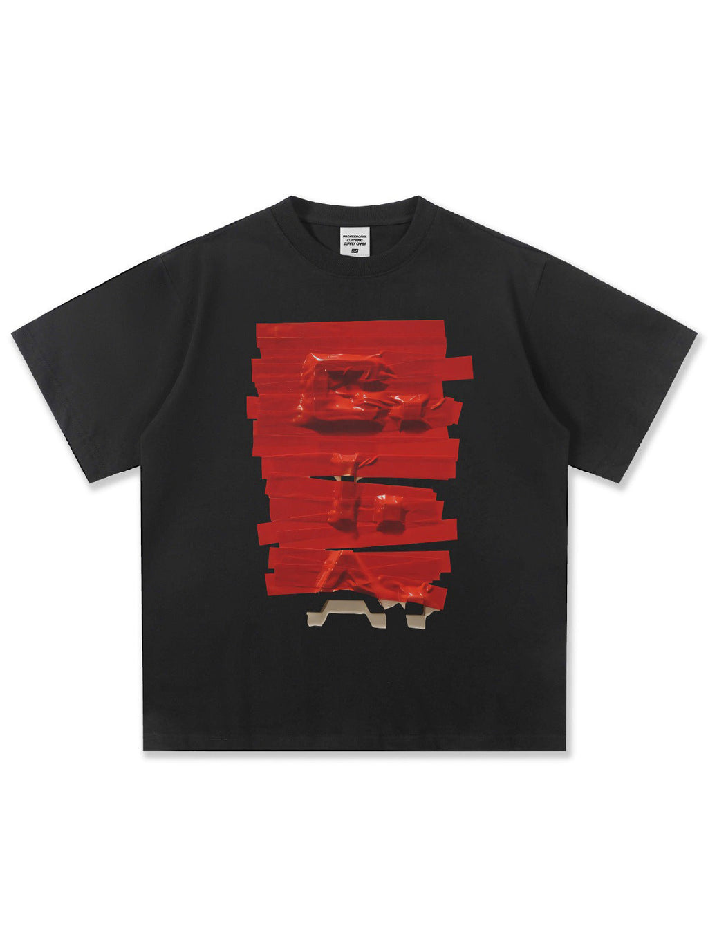 3D Plastic Bag American Street Text T-Shirt