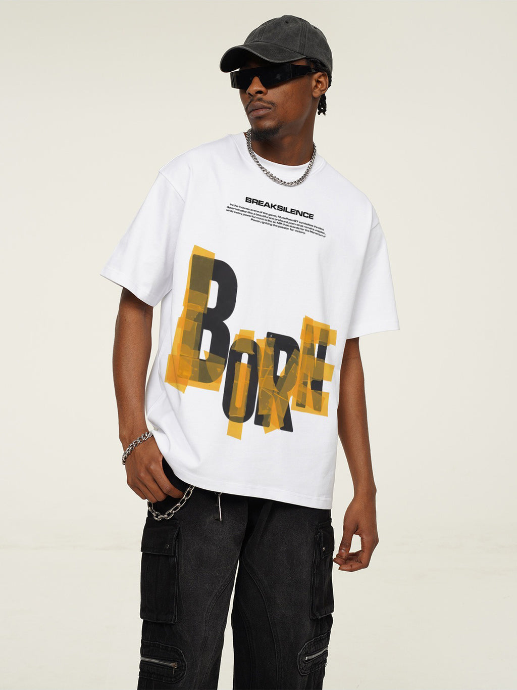 Tape Overlay "BORN" T-Shirt