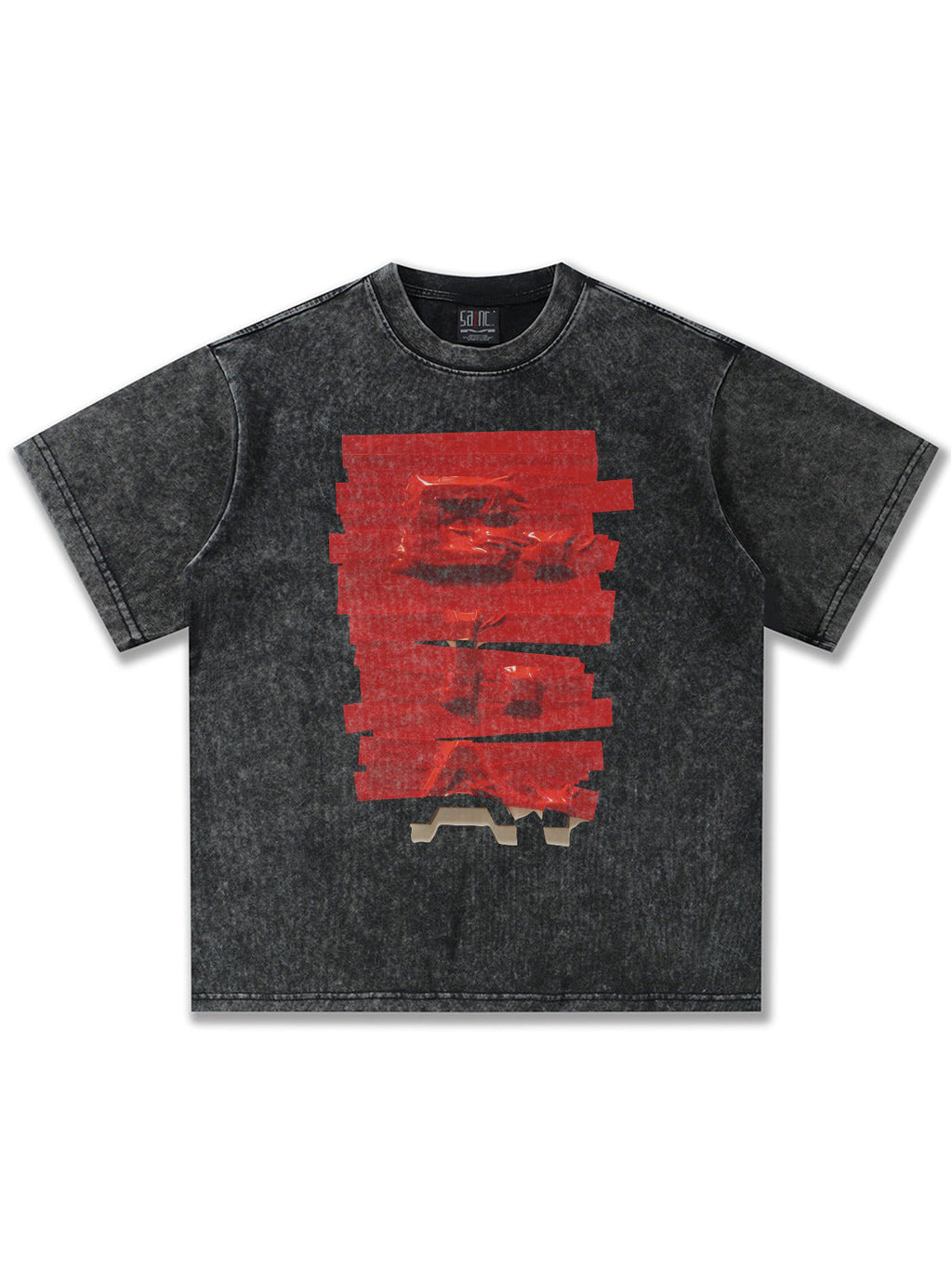 3D Plastic Bag American Street Text T-Shirt