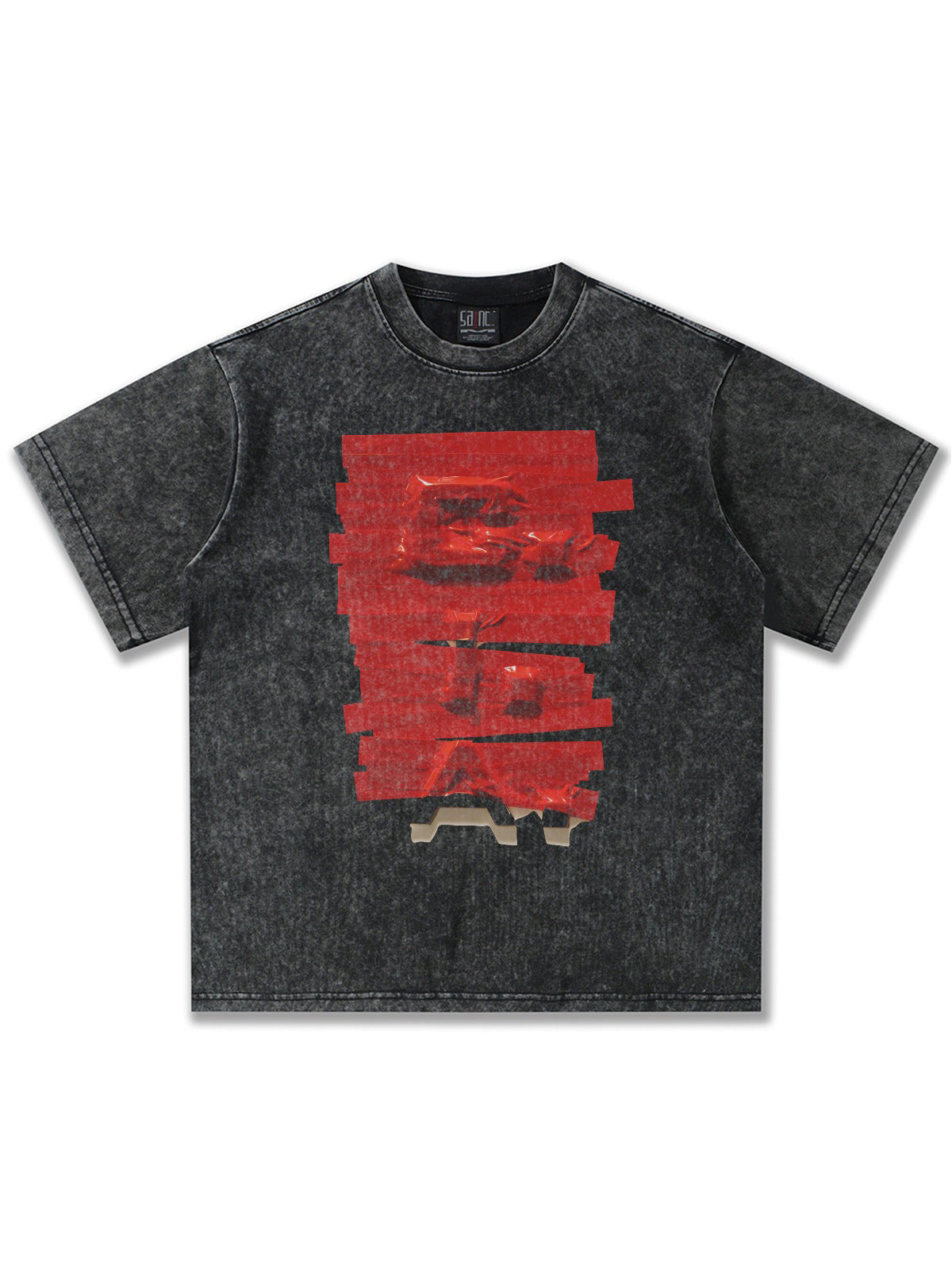 3D Plastic Bag American Street Text T-Shirt