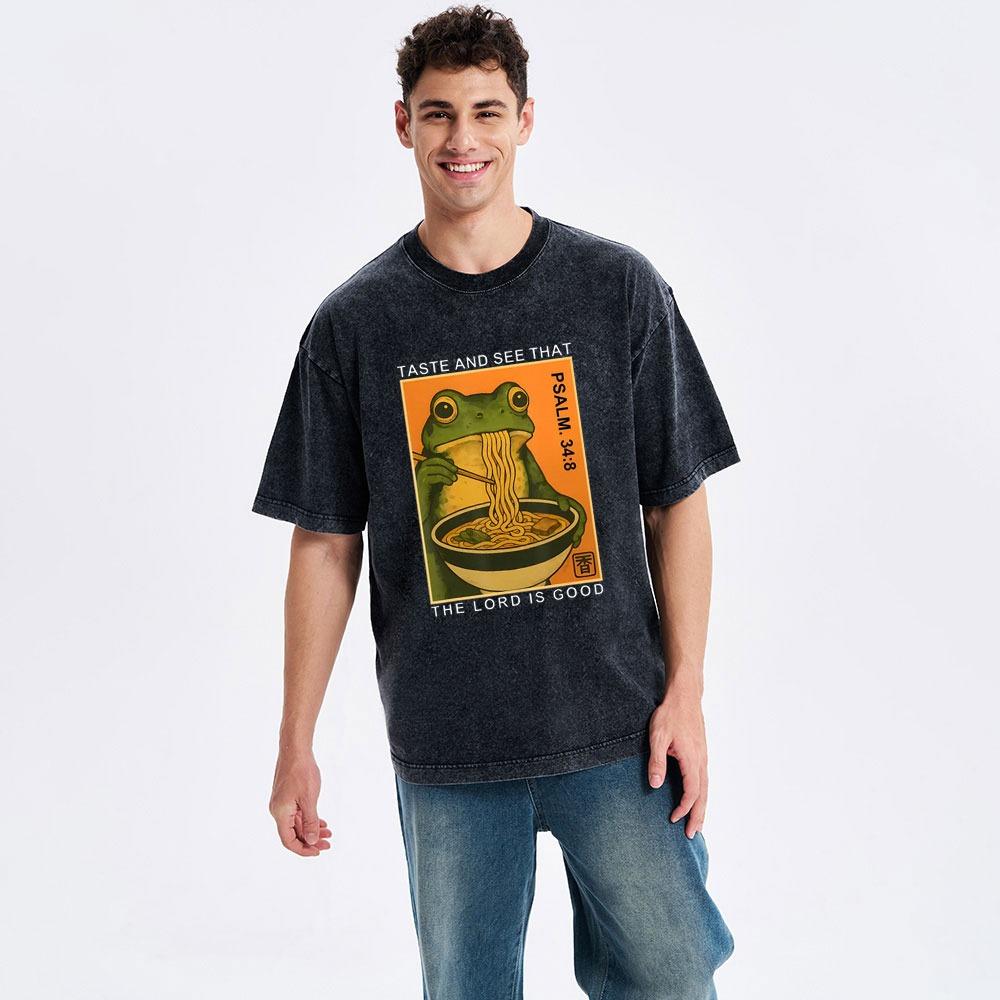 Men's Taste And See That The Lord Is Good Christian Funny Washed T-Shirt