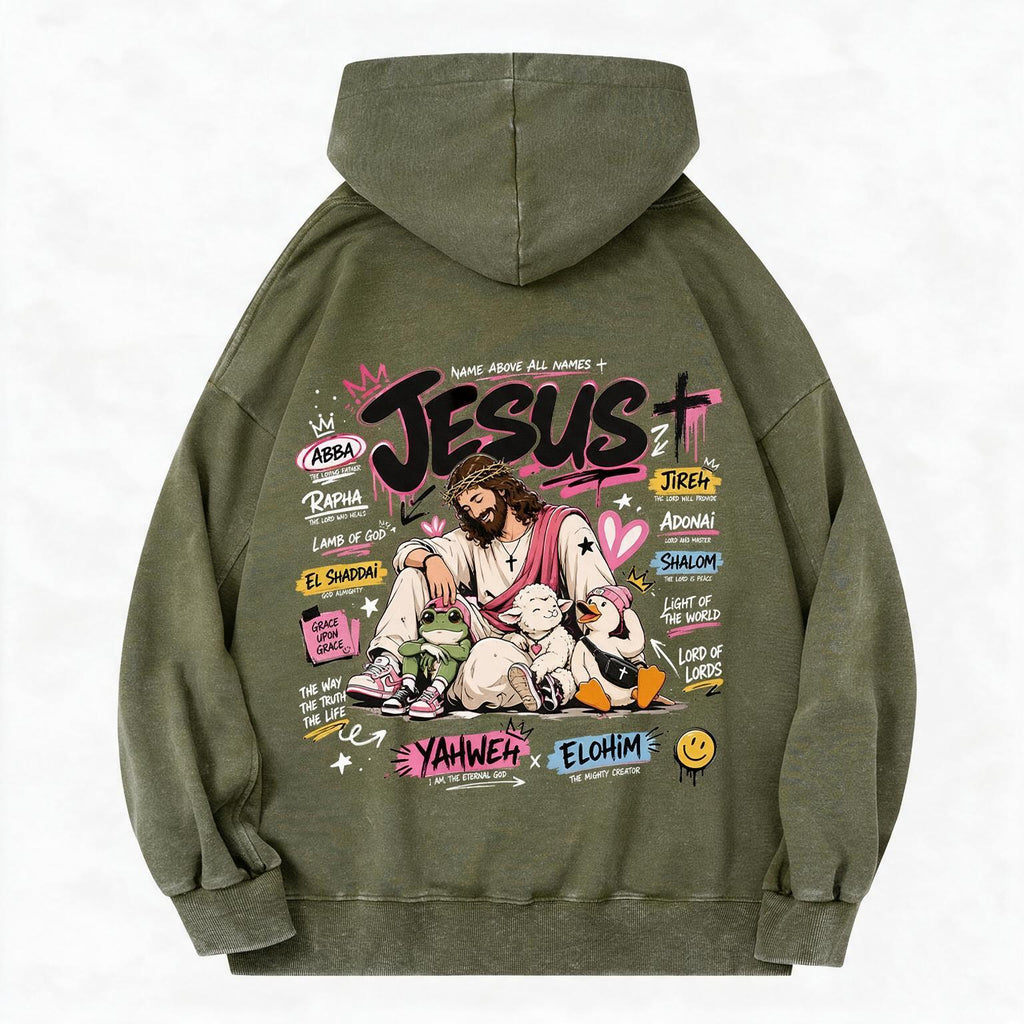 Name Above All Names Christian Washed Hoodie