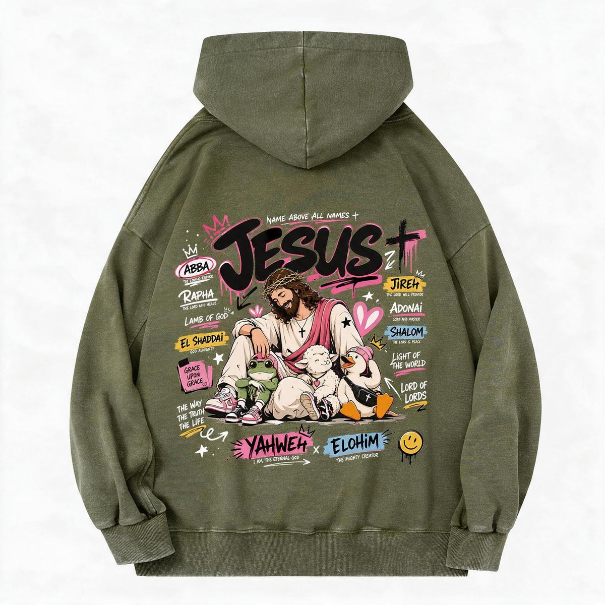 Name Above All Names Christian Washed Hoodie