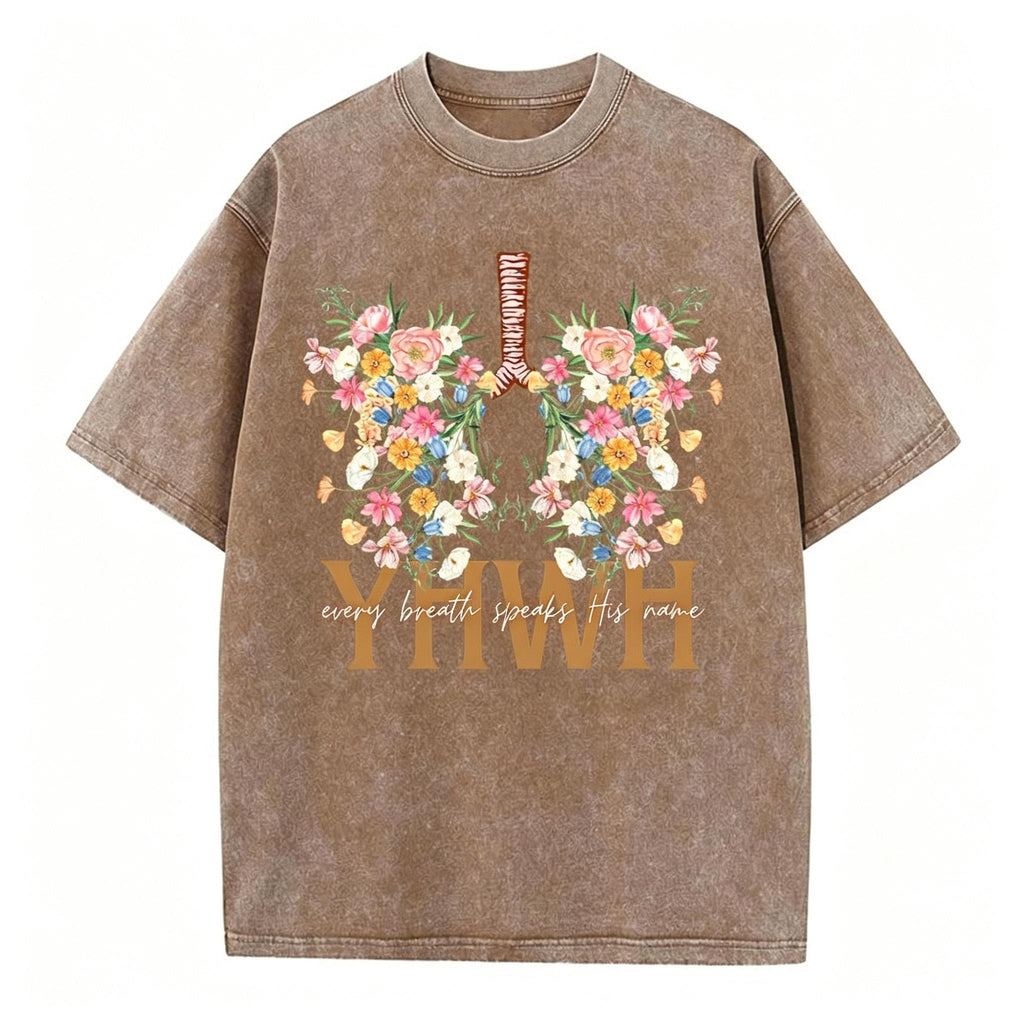 YHWH Floral Christian Washed T-Shirt