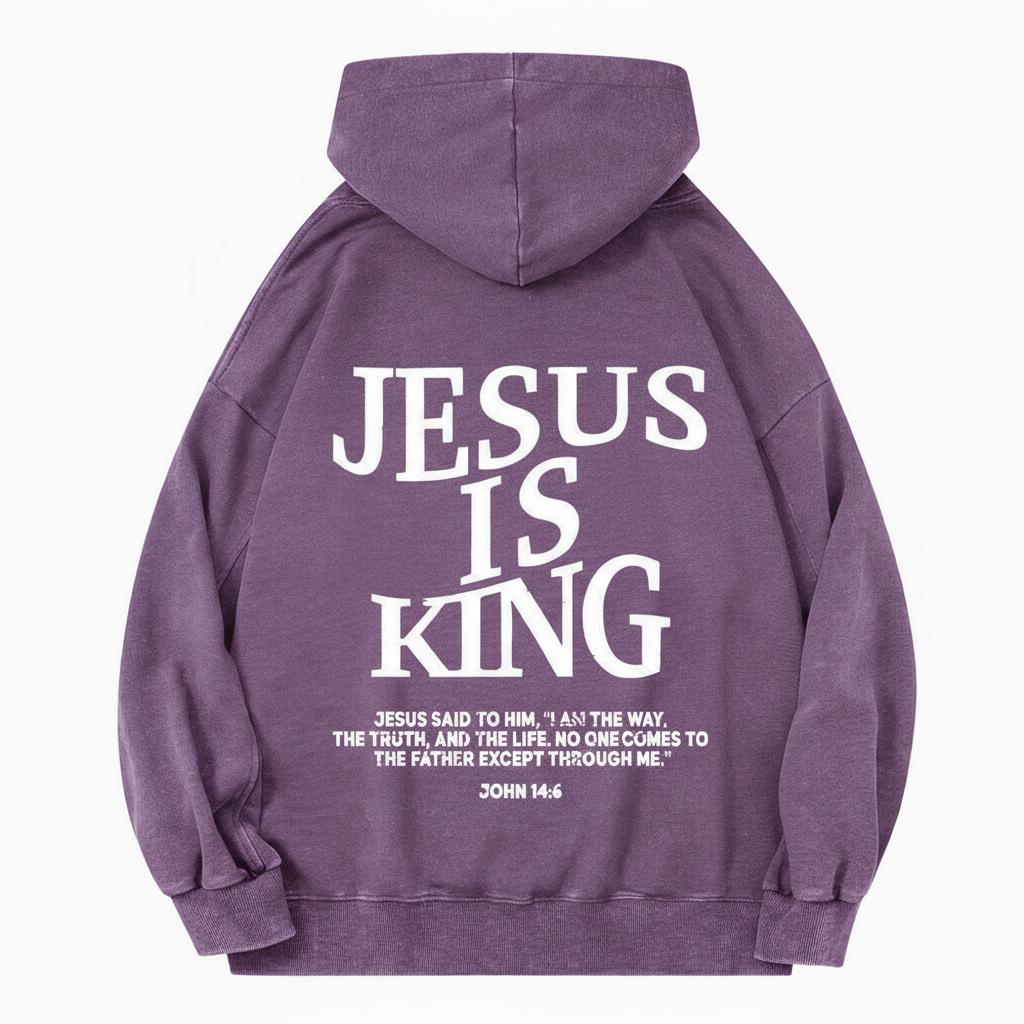 Jesus Is King Camo Vintage Christian Washed Hoodie