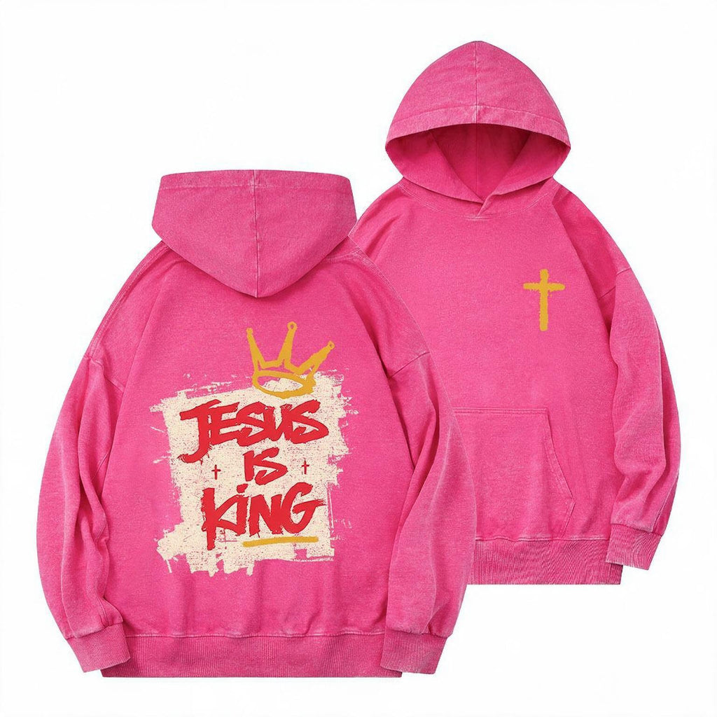 Jesus Is King Christian Washed Hoodie