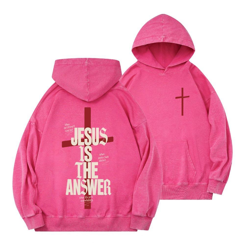 Jesus Is The Answer Vintage Christian Washed Hoodie