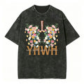 YHWH Floral Christian Washed T-Shirt