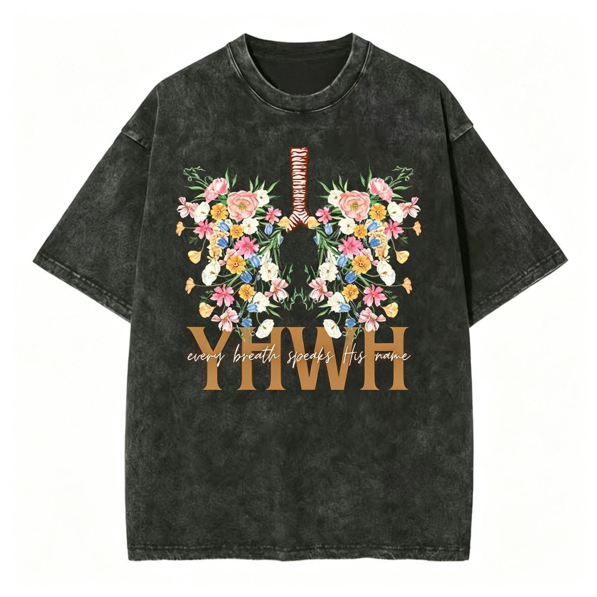 YHWH Floral Christian Washed T-Shirt
