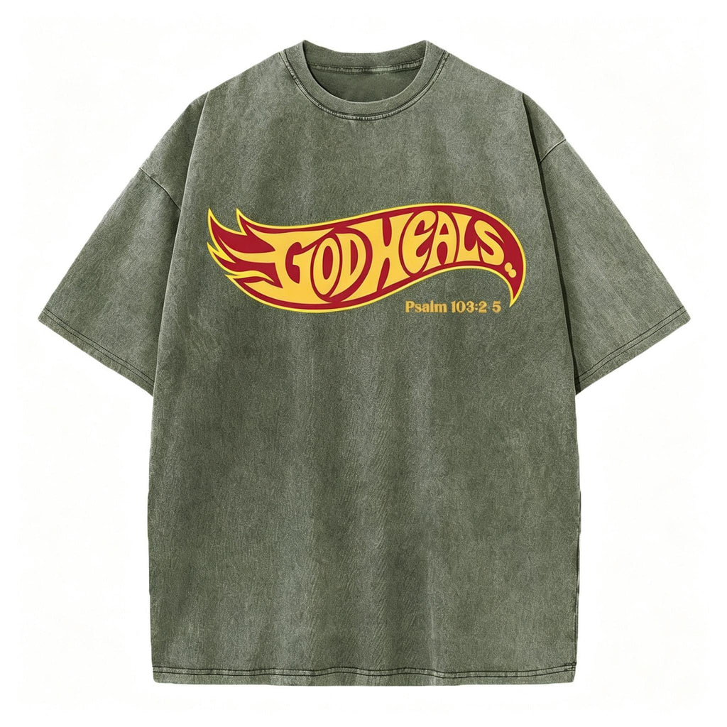God Heals Christian Washed T-Shirt