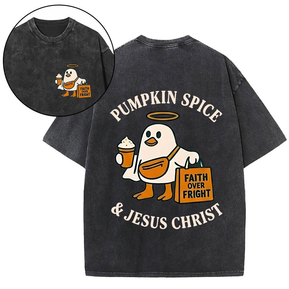 Pumpkin Spice & Jesus Christ Christian Washed T-Shirt