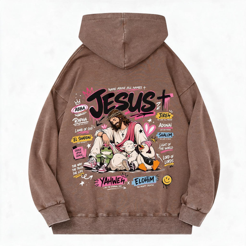 Name Above All Names Christian Washed Hoodie