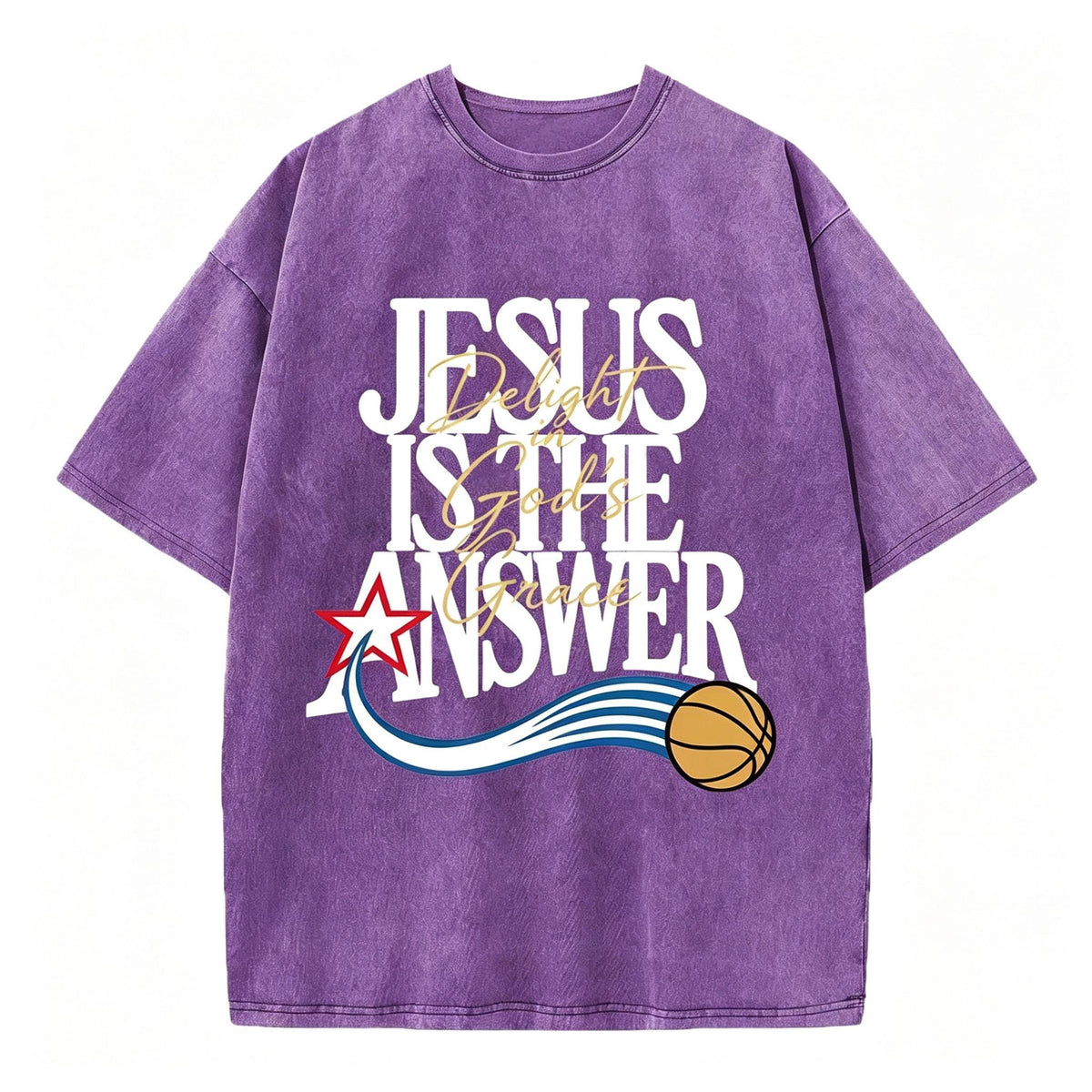 Jesus The Answer Christian with Delight Washed T-Shirt