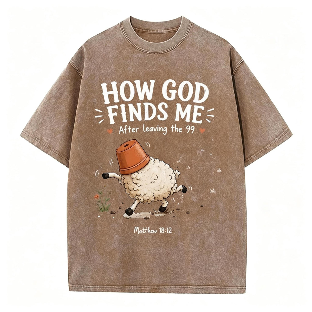 How God Finds Me Christian Washed T-Shirt Loose Fit Vintage Cotton Graphic T-Shirt