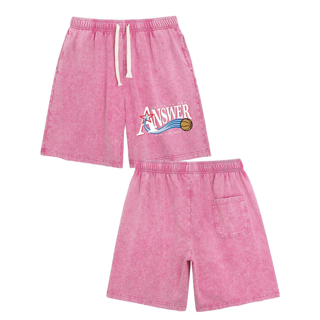 Jesus Is The Answer Christian Washed Shorts