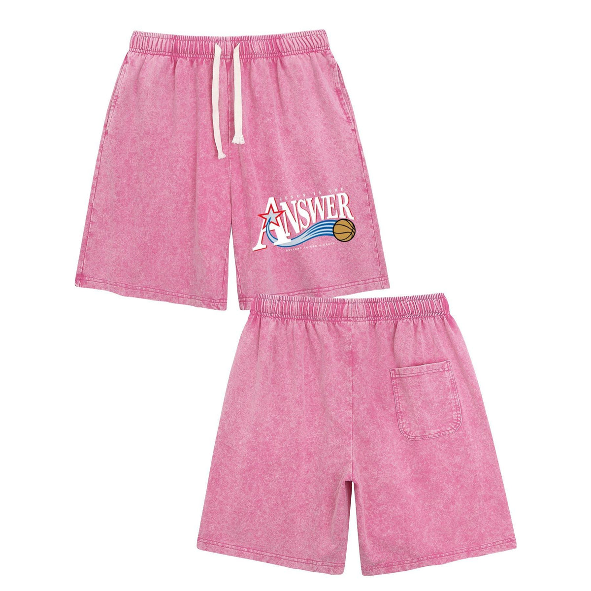 Jesus Is The Answer Christian Washed Shorts