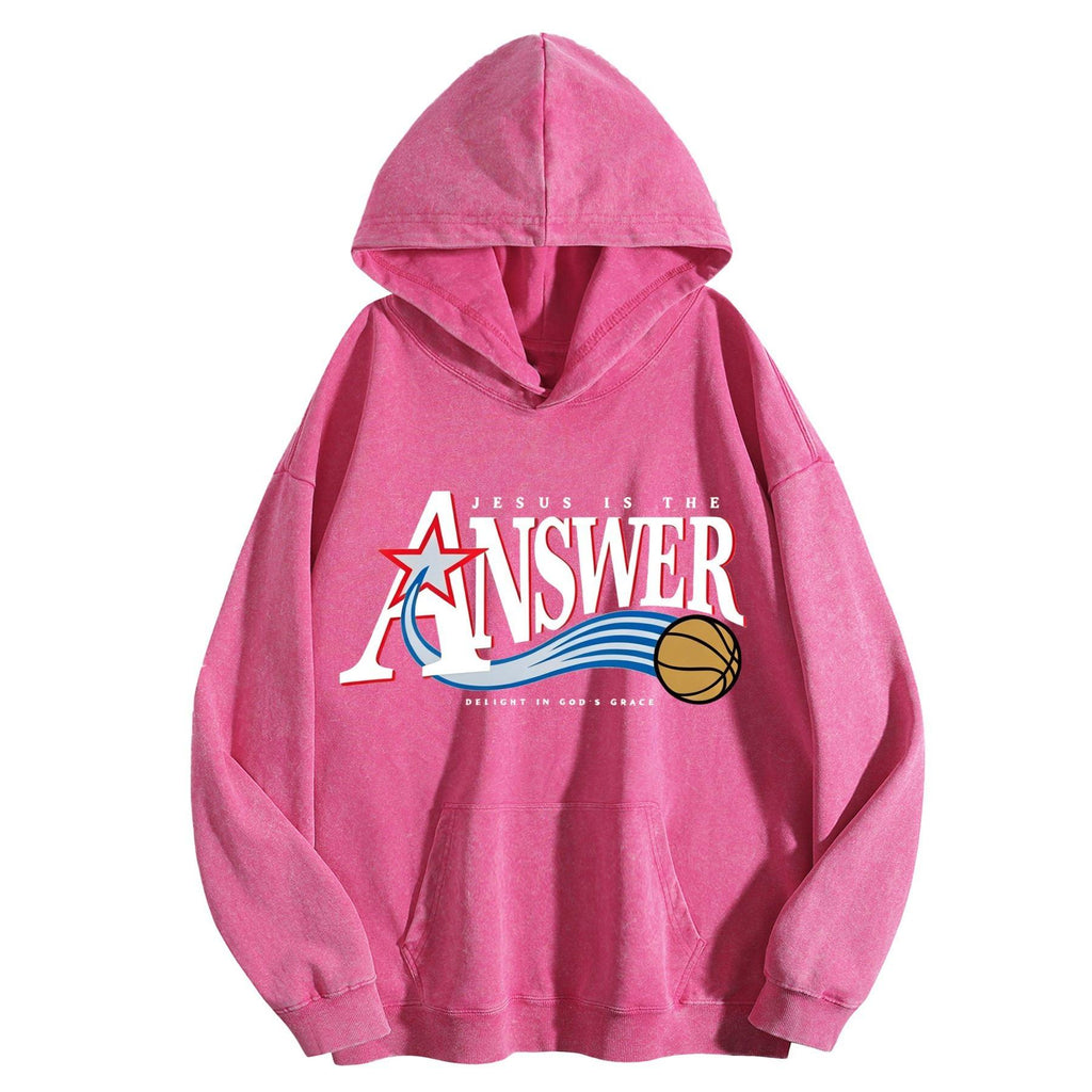 Jesus is Answer Christian Washed Hoodie