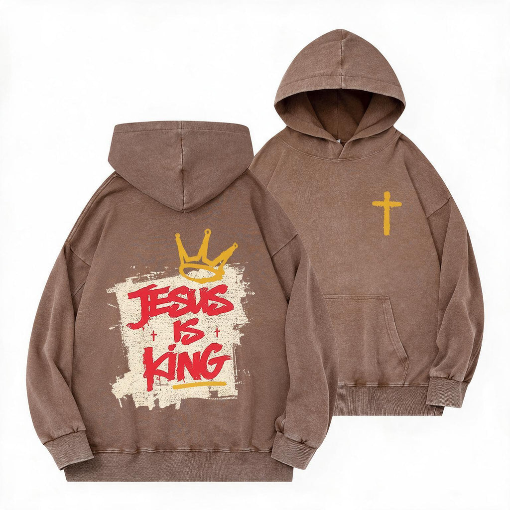 Jesus Is King Christian Washed Hoodie