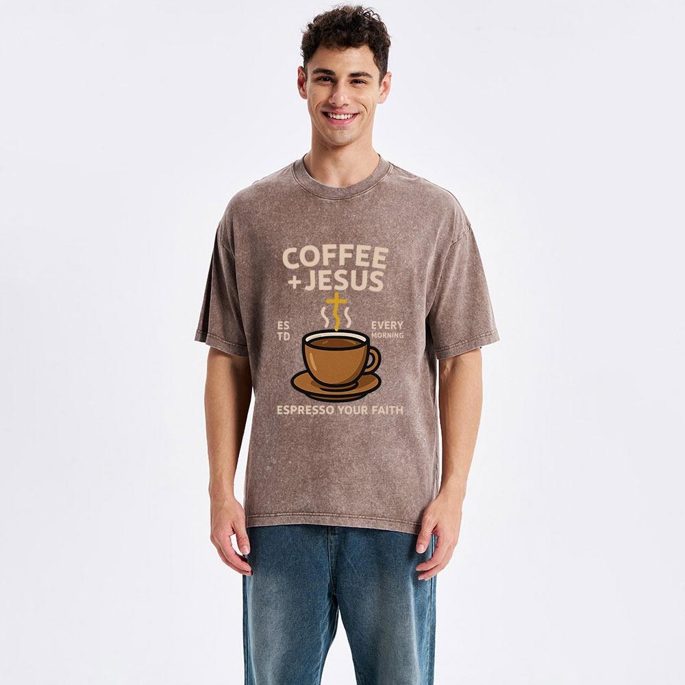 Coffee And Jesus Christian Washed T-Shirt