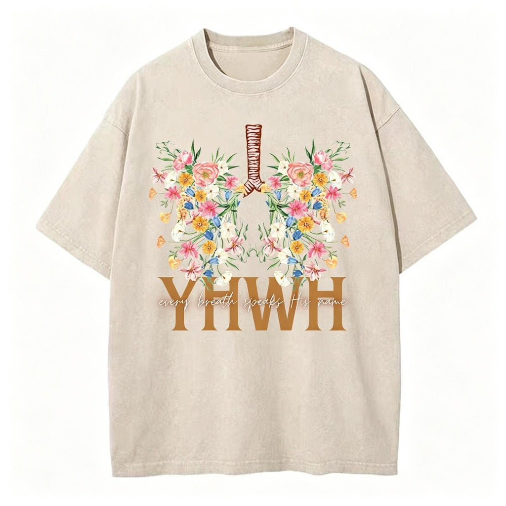 YHWH Floral Christian Washed T-Shirt