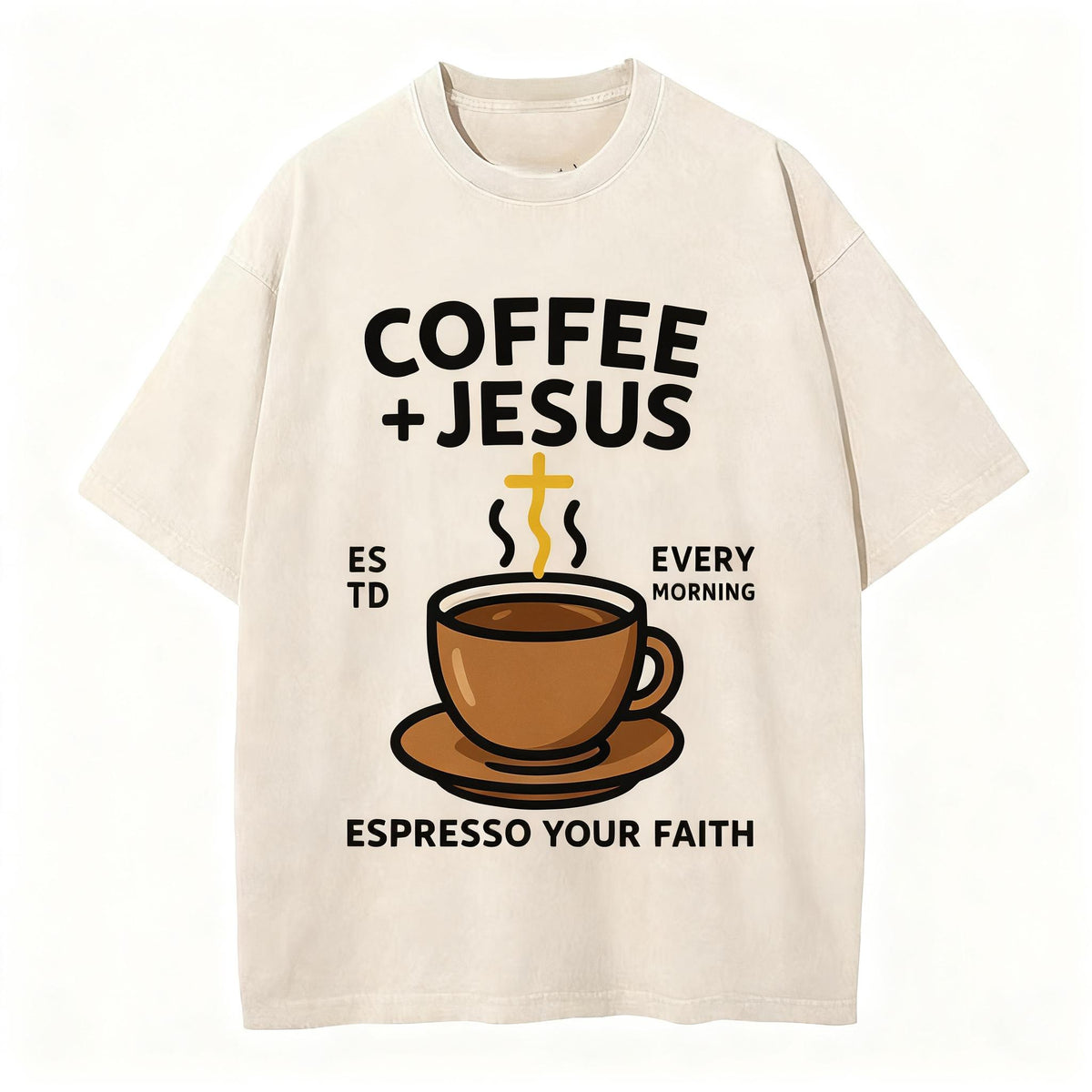 Coffee And Jesus Christian Washed T-Shirt