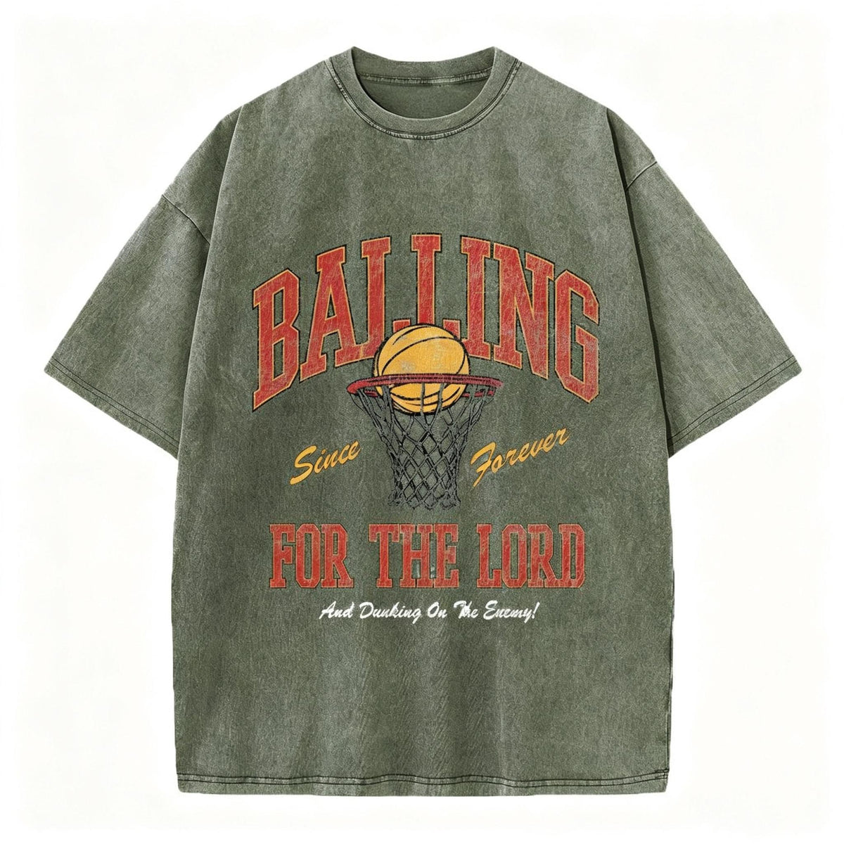 Balling For The Lord Christian Washed T-Shirt