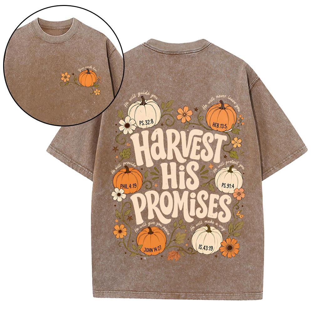 Harvest His Promises Christian Washed T-Shirt