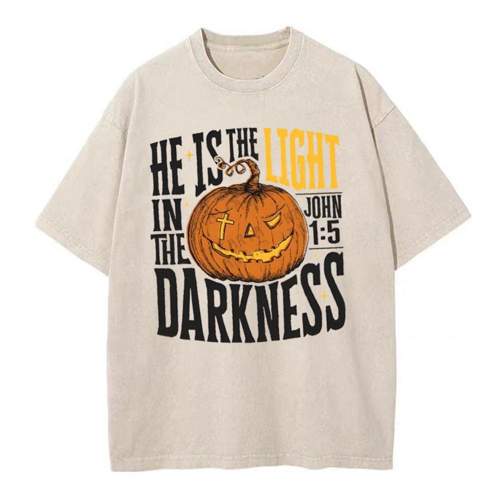 He Is The Light Christian Washed T-Shirt
