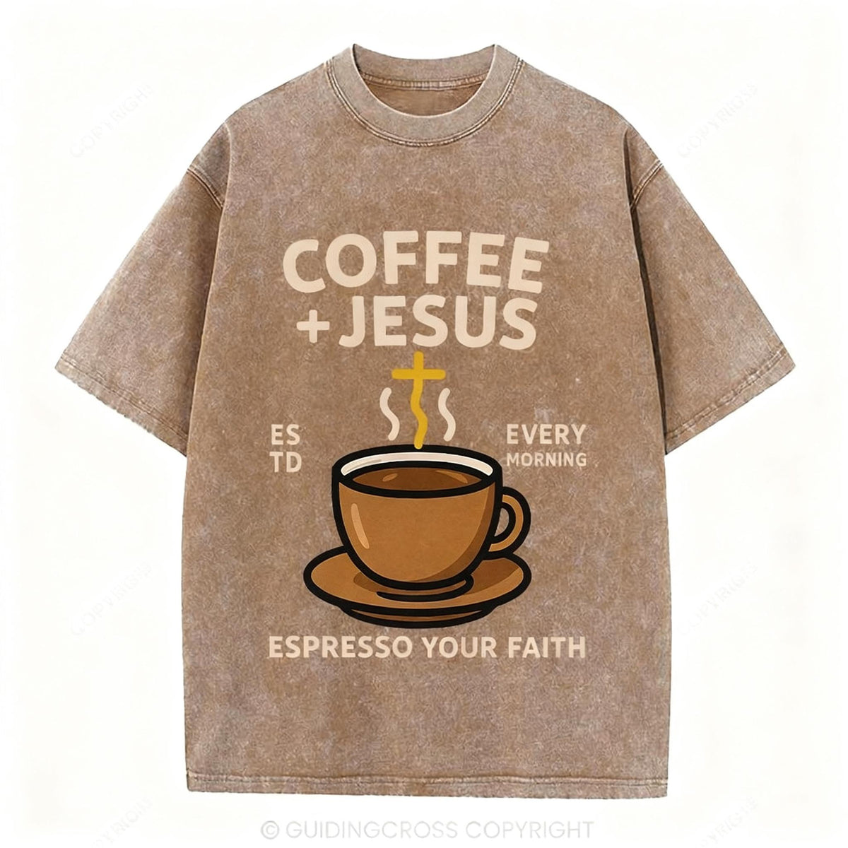 Coffee And Jesus Christian Washed T-Shirt