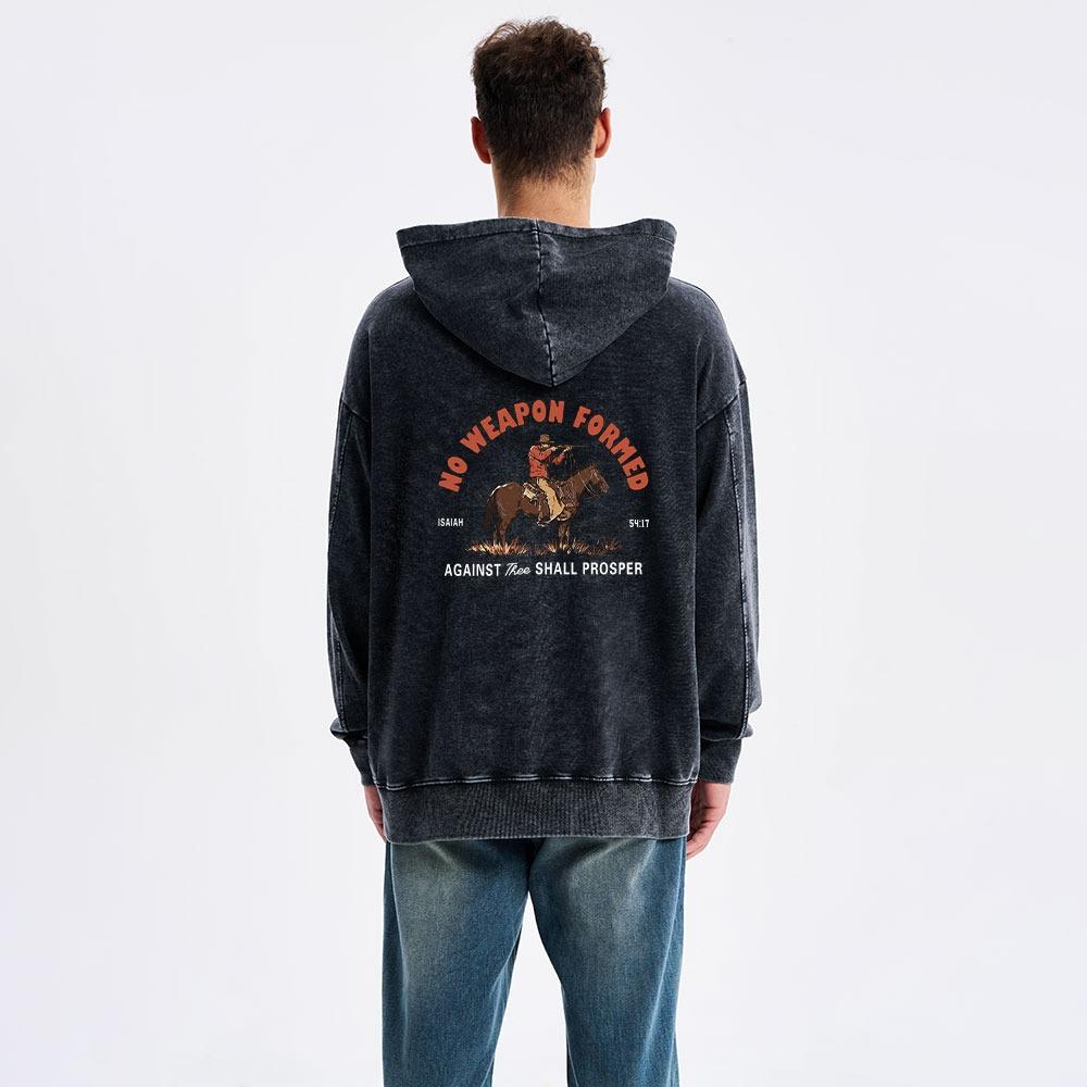 No Weapon Formed Christian Washed Hoodie