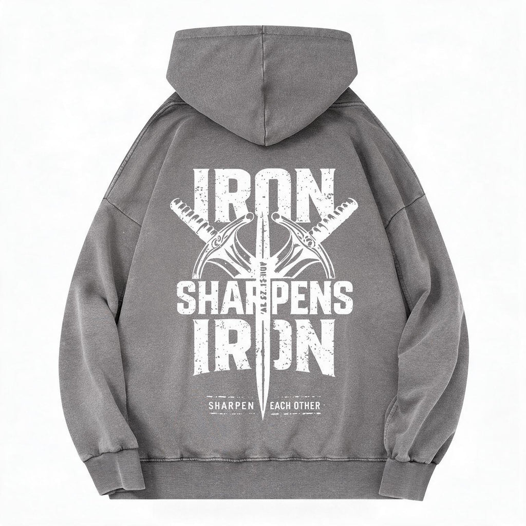 Iron Sharpens Iron Christian Washed Hoodie